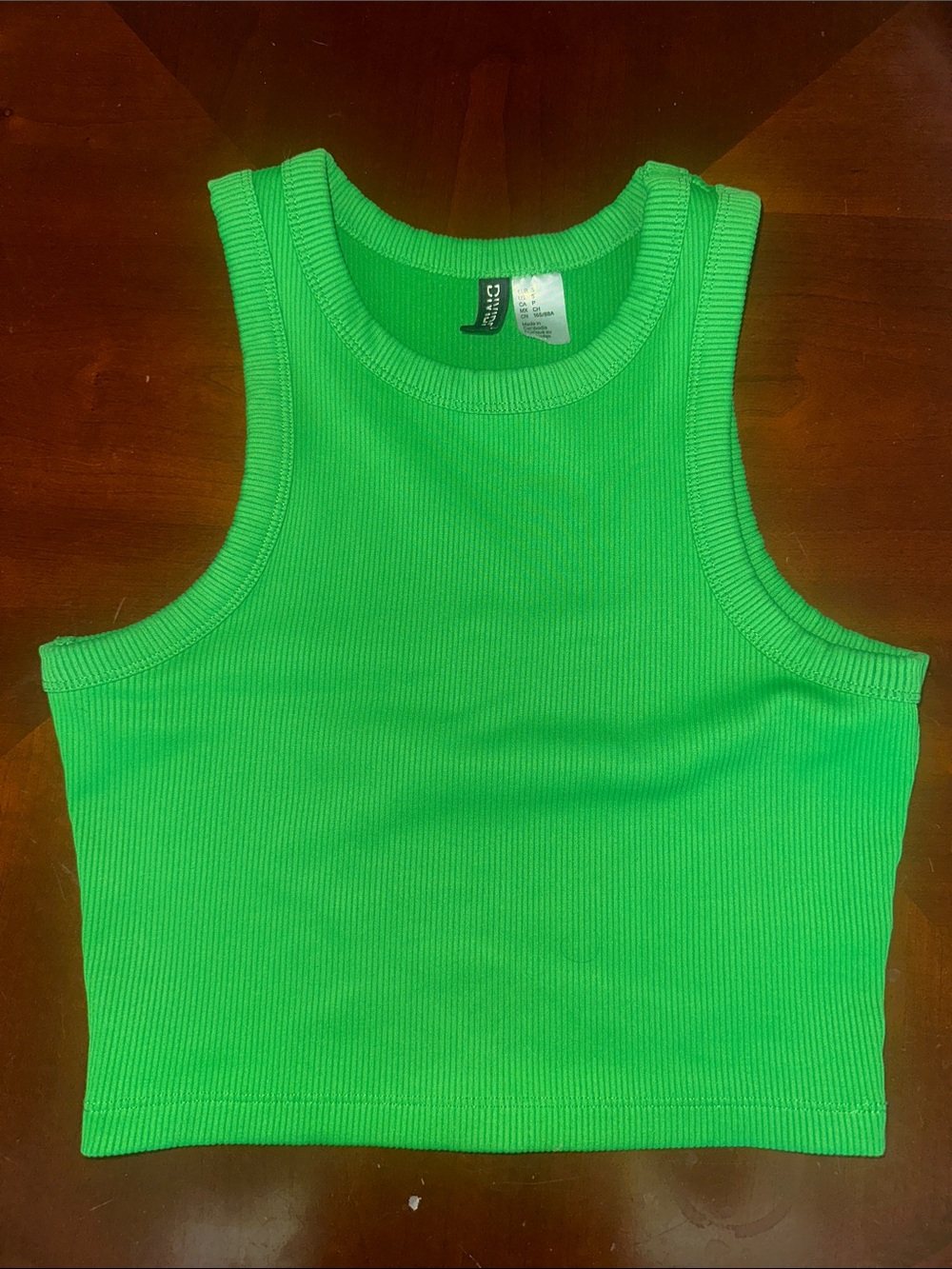 Divided Bright Lime Ribbed Cropped Tank Top